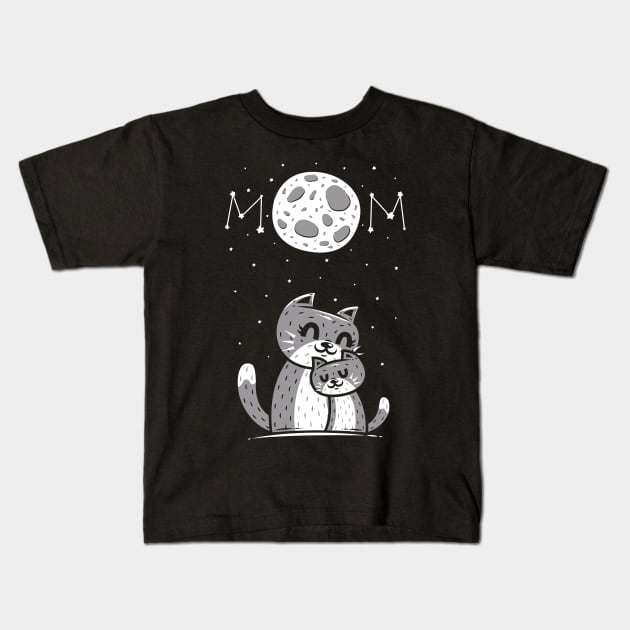 The Moon And The Mom Cat 1 Kids T-Shirt by krisren28